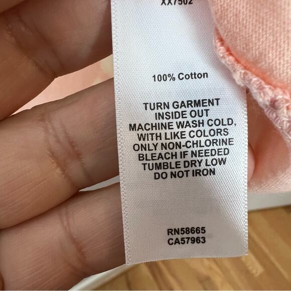 New Abound Peach Pink Dot Oversized Cropped Short SleeveTee Shirt Women's size S - Picture 4 of 5